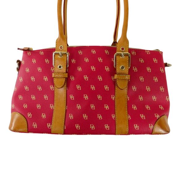 Vintage Dooney & Bourke Berry Pink Leather Domed Satchel Shoulder Bag Purse - Picture 2 of 12